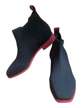 VIVAIA black fabric stretch bootie red rubber sole women EU 37.5 US 7
